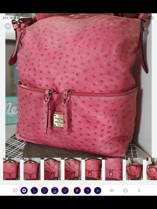 Dooney & Bourke Handbags - Dooney & Bourke Pink Ostrich-Textured Leather Bag
